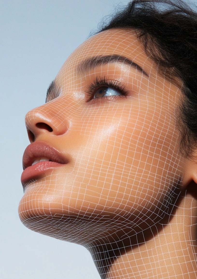 volto con reticolato tracking 3d
